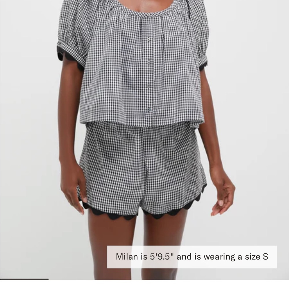 Tuckernuck Black and White Gingham Scallop-Hem Shorts - Picture 7 of 8